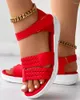 Sandalen Vrouwen Gevlochten Enkelbandje Zomer Gesp Wedge Strand Outdoor Antislip Dikke Bodem Wandelen Romeinse Schoenen De Mujer