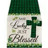 Nappe Luc-ky Sham- Runner pour les décorations de la Saint-Patrick 72 pouces Couverture irlandaise Printemps Vert Maison de vacances Pièce maîtresse de cuisine