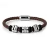 Bangle Gear Wheel Screw Stainless Steel Braided Leather Rope Bracelet