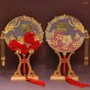 Decorative Figurines Xiuhe Bride Group Fan Ancient Style Manual Finished Product Festive Tuan Clothes Round Hand Holding