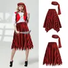 Jupes Femmes élégantes Jupe taille haute avec ceinture Pirate Cosplay Set Foulard pour la fête