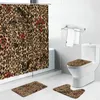 Cortinas de chuveiro padrão de leopardo tapete de banho antiderrapante tampa de vaso sanitário capa moderna cortina de banheiro conjunto de tapete de luxo decoração de casa