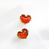 Dangle Earrings LAMOON For Women Red Heart Shape Gemstone Natural Garnet Earring 925 Sterling Silver Gold Plated Bijoux Gifts EI061