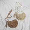Totes Simple Rattan Weave Böhmen Handväska Summer Beach Holiday Shoulder Bag Crossbody For Women Khaki Straw Tassel Small Messenger