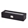 Коробки для часов 6 Mesh Pu Carbon Fiber Кожаный витринный шкаф Коробка для хранения ювелирных изделий
