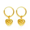 Boucles d'oreilles en or, boutique avec 999 vraie Fortune, tempérament prospère, fleur et feuille, goutte d'oreille solide