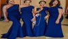 2023 Royal Blue One One Lounder Mermaid Drondrics Sweep Train African Country Wedding Devons Maid of Honor Dress Pret Plus S3291421