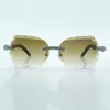 Lunettes de soleil classiques à double rangée de verres coupés de luxe à la mode 8300817 taille de bras en corne de buffle texturée noire naturelle 18-140 mm