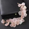 Tiaras Woman Jewelry Hair Accessories Copper Wire Petal Hairband Bride Headdress Pearl Handmade Hair Hoop Dress Headdress Ornaments Y240319