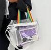 Bolsa transparente de pvc para homens e mulheres, bolsa crossbody casual para natação, à prova d'água, bolsa de ombro fashion para praia