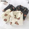 Women's Sleepwear Couple Matching Pajamas Autumn/winter Flannel Thickened Pyjamas Chaud Pour Femme Cartoon Warm Men Coral Fleece Loose Home WearC24319