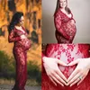 Abito da gravidanza per Po Shoot Pografia di maternità Puntelli Abito lungo in pizzo con scollo a V sexy Abito taglie forti per donne incinte 240313
