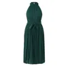 Casual Jurken Vrouwen Zomer Halter Geplooide Jurk Mouwloos A-lijn Party Riem Flowy Strand Zonnejurk Elegante Vrouw Kleding 2024 Vestidos