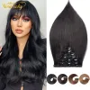 Extensions Veravicky Full Head Clip in Human Hair Brazilia Machine Remy Extensions Dubbel Wefts Straight Silky Natural Hair 14 "24" 160G