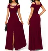 2019 Autumn Women Sukienki królewskie niebieskie zimne ramię przednie rozcięcie flare maxi długa sukienka vesta festa wieczorowa sukienka PD622863634