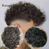 Toupees Full Hud Base 20mm Curly Human Hair Herr Toupee Durable Protes System Black/Brown Hair Piece 130 Density Natural Frontline