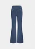 Kvinnor flare jeans hög midja stretchig crossover klocka botten jeans flare leggings casual yoga byxor med fickor