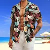 Herren-Freizeithemden, Sommer, Strand, digital bedrucktes Hemd, Langarm, Bluse, Herren, T-Shirt mit Knopfleiste, Kleid, Halsausschnitt