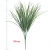 Decorative Flowers 50cm 7 Fork Artificial Onion Grass Tropical Plants Bouquet Plastic Leaves Wall Fake Geen For Wedding Home Decor