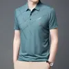 Mens Short Sleeved T-shirt Summer New Polo Shirt with a Half Collar Thin and Trendy for Middle-aged Young People Top 4bkf {category}