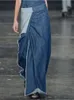 Mode Denim Jurk Vrouw Onregelmatige Lange Dames Mouwloze Maxi-jurken voor Casual Effen Gesplitst 240318