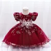 女の子のドレスキッズ幼児の誕生日ベビーフラワーのためのエレガントなドレス