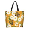 Shopping Bags Large Capacity Shoulder Women Fashion Flower Butterfly Printing Handbag Reusable Foldable Waterproof Bag