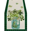 Nappe Luc-ky Sham- Runner pour les décorations de la Saint-Patrick 72 pouces Couverture irlandaise Printemps Vert Maison de vacances Pièce maîtresse de cuisine