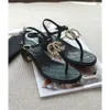 Luxurys Designer Chaussure Homme Sandal Wnoam Slide Cuir Lambskin String Sandal Mode Sexy Strass Métal Imitation Perles Pantoufle