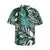 Chemises décontractées pour hommes Feuilles de palmier Chemise de plage verte Homme Forêt tropicale Imprimer Été Manches courtes Design Nouveauté Blouses surdimensionnées Cadeau