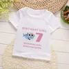 T-shirts New Girl Birthday Shark Cartoon T Shirt For Girls Tshirt Number 0-9 Graphic Kids Clothes Boys Letter Print Summer Short SleevedC24319