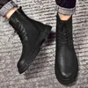 Boots Large Size 37-46 Side Zipper Mens Shoes For Men Casual Mid-tube All-match Thick-soled Solid-color