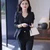 2023 Autunno stile coreano giacca slim fit blazer pantaloni a matita casual due pezzi eleganti set da donna abiti da ufficio 240305