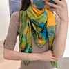 Foulards jaune vert mûrier soie foulard femme bandana mode style chinois carré hijab hiver marque foulard foulard