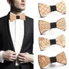 Bow Ties Universal Exomicznie drewniana dla mężczyzn ręcznie robione geometryczne wzór szyi regulowany garnitur ślubny Koszulka