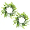 Decorative Flowers 2 Pcs Artificial Garland Christmas Decorations Home Indoor Eucalyptus Leaves Simulation Leaf Wreath Iron Front Welcome