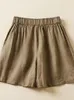 Kvinnor Casual Short Pants Ankomst Summer Vintage Style Solid Color Loose Fomfund Female Cotton Linen Shorts B2438 240319