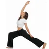 Actieve broek Dames losse yoga met zakken Hoge taille Wijde pijpen Comfortabele casual lounge joggingbroek voor dansgymnastiek