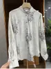 Blouses femme Satin Style chinois chemises imprimé soie printemps/été vêtements amples manches longues haut pour femme YCMYUNYAN