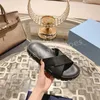 Designer Women Monolith Sandals Famous Intersecting Soft Surface Padded Leather Slides Sandal Summer Girls Slipper Shoes Size 35-41