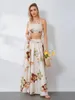 Women's T Shirts Women 2Pcs Summer Skirt Set Sleeveless Flower Print Backless Cami Top Flowy Pleated Long