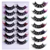 Nouveau 7 paires de maquillage de cils Doux et moelleux 8D Vison Faux Cils épais Main curl Vison Cils Couleur Artificielle Curvy Épais Curl Cils en gros