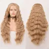 Syntetiska peruker Syntetiska peruker Ash Blonde peruker för kvinnor Free Part Syntetisk spets Front Wig Long Body Wave Värmebeständig fiber Daglig användning Cosplay Wig 240329