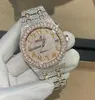 Часы в стиле хип-хоп, мужские и женские часы с бриллиантами Iced Out, роскошные модные блестящие циферблаты, безель, ремешок, Vvs, муассанит