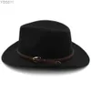 Hoeden met brede rand Emmer Heren Dames Wol Western Cowboy Panama Caps Outdoor Sombrero Reizen Fedora Sunbonnet Partij Maat verstelbaar M-L 240319