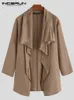 INCERUN Vintage hommes Trench coton Ponchos écharpe col à manches longues manteau manteaux irréguliers solide Streetwear mince vêtements d'extérieur S-5XL 240319