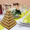 Décoration de fête Présentoir à chocolat en bois 3D Dessert Mariage Coeur Arbre Tour Étagère pour la mariée à être un décor d'anniversaire de fiançailles