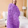 Blankets Fashion Chunky Merino Wool Blanket Thick Big Yarn Roving Knitted Winter Warm Throw Sofa Bed