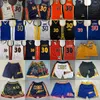 클래식 레트로 정통 자수 2009-10 농구 30 Stephen Curry Jersey 빈티지 블루 오렌지 흰색 통기성 스포츠 실제 스티치 저지 뉴 시티 반바지