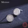 Stud Modian 925 Sterling Silver Luxury Buttons Ear Studs For Women Twinkle Clear CZ Simple Round Studörhängen Bröllop Fine Jewelryc24319